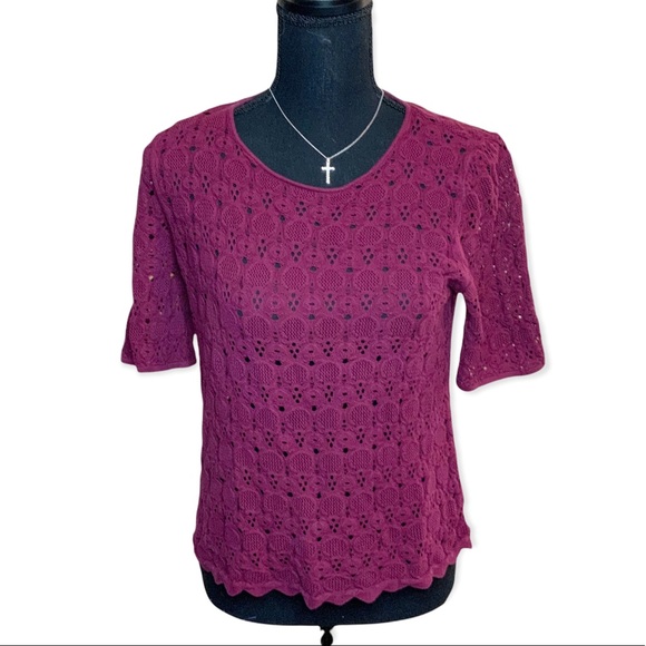 Ann Taylor loft burgundy lace blouse - Picture 1 of 6